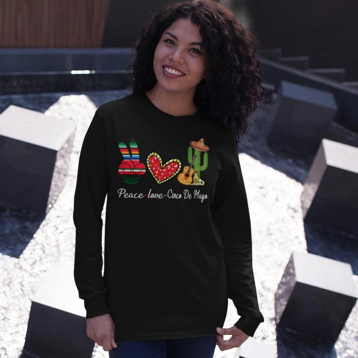 Peace Love Cinco De Mayo Long Sleeve T-Shirt Gifts for Her