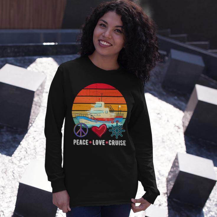 Peace Love Cruising Family Cruise Vacation Matching Gift V2 Unisex Long Sleeve Gifts for Her