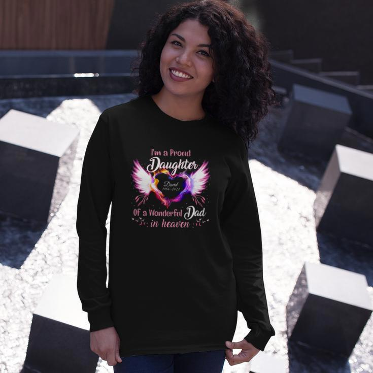Im A Proud Daughter Of A Wonderful Dad In Heaven David 1986 2021 Angel Wings Heart Long Sleeve T-Shirt T-Shirt Gifts for Her