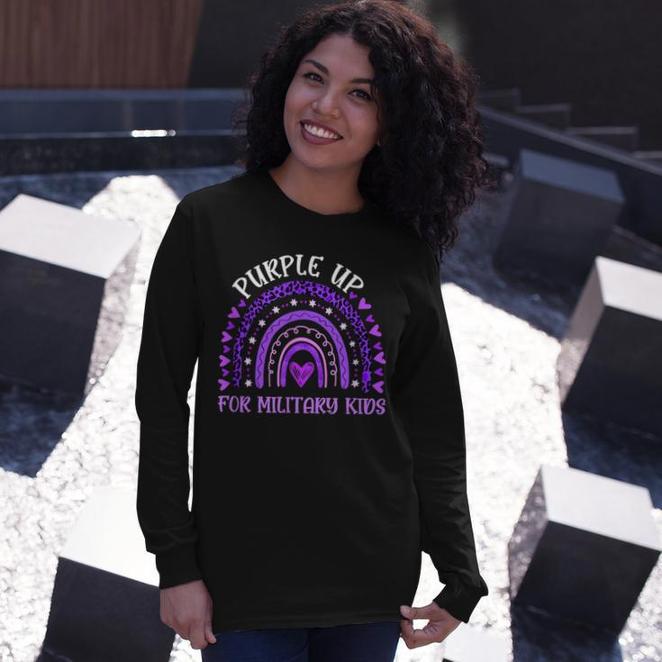 Purple Up For Military Rainbow Military Child Month V2 Long Sleeve T-Shirt Gifts for Her