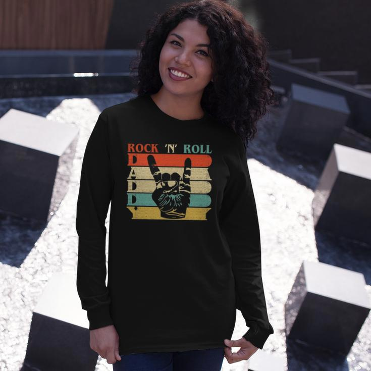 Retro Vintage Daddy Rock N Roll Heavy Metal Dad Long Sleeve T-Shirt T-Shirt Gifts for Her