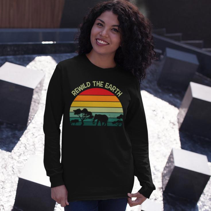 Rewild The Earth Animal Forest Earth Day Unisex Long Sleeve Gifts for Her