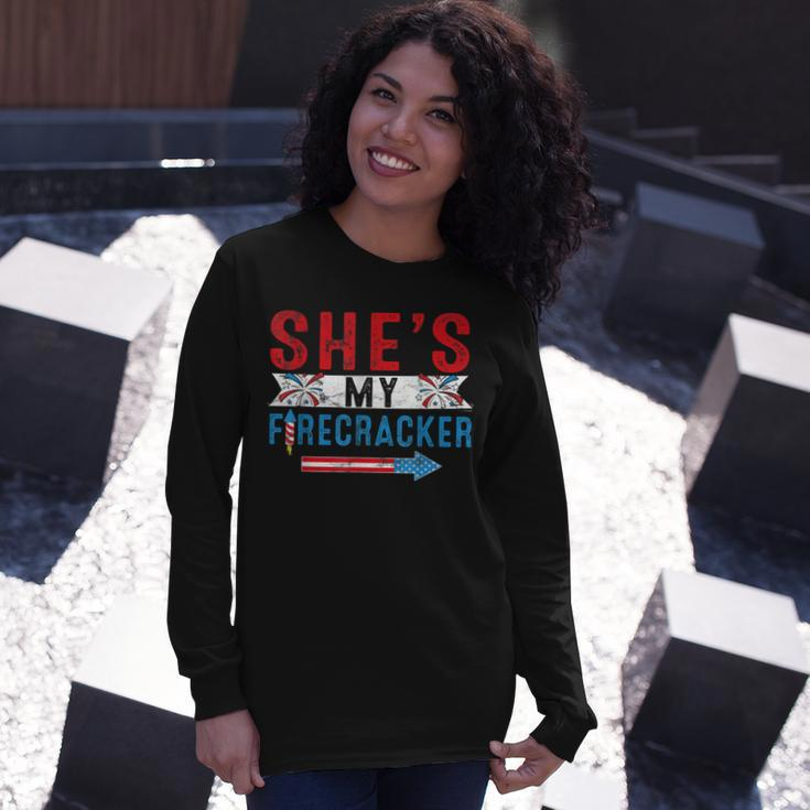 Shes My Firecracker 4Th July Matching Couples For Him Long Sleeve T-Shirt Gifts for Her