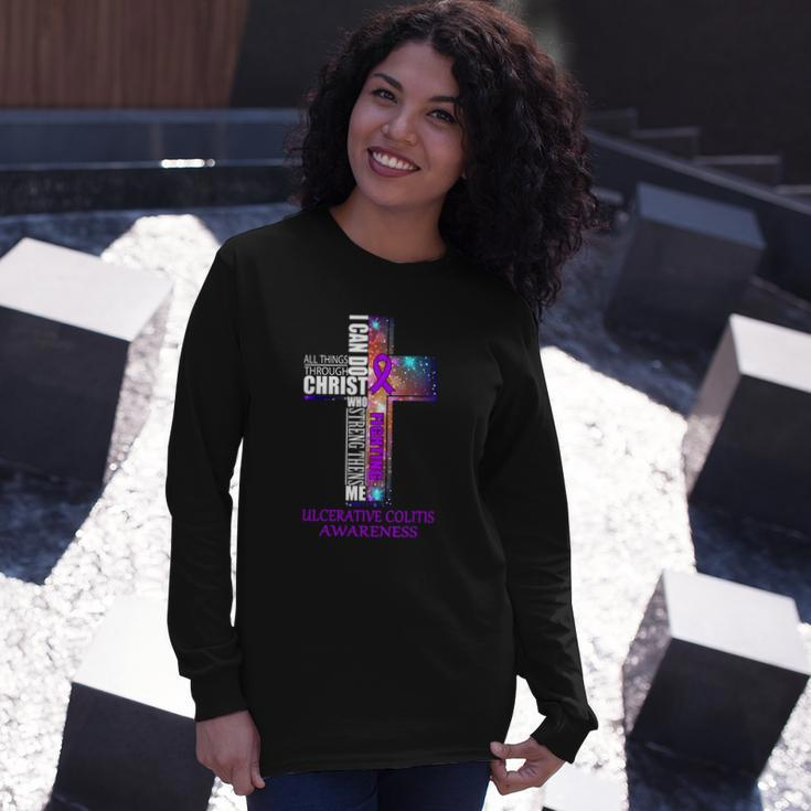 Ulcerative Colitis Awareness Christian Long Sleeve T-Shirt T-Shirt Gifts for Her