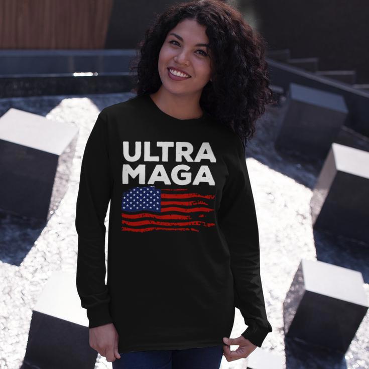 Ultra Maga Proud American Distressed Flag Patriotic Gift Unisex Long Sleeve Gifts for Her