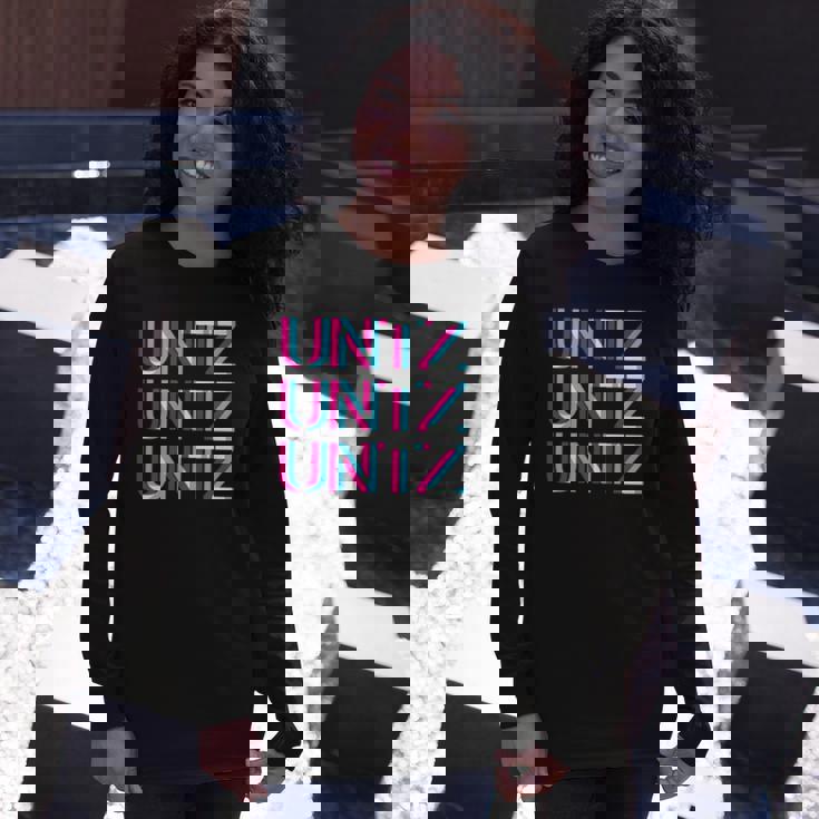 Untz Untz Untz Glitch Trippy Edm Festival Clothing Techno Long Sleeve T-Shirt Gifts for Her