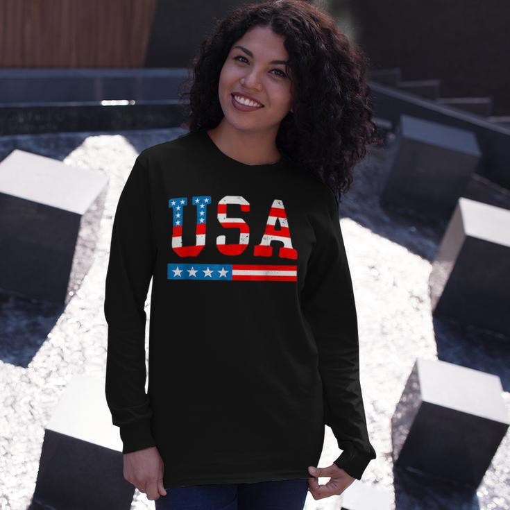 Usa Flag American 4Th Of July Merica America Flag Usa Long Sleeve T-Shirt T-Shirt Gifts for Her