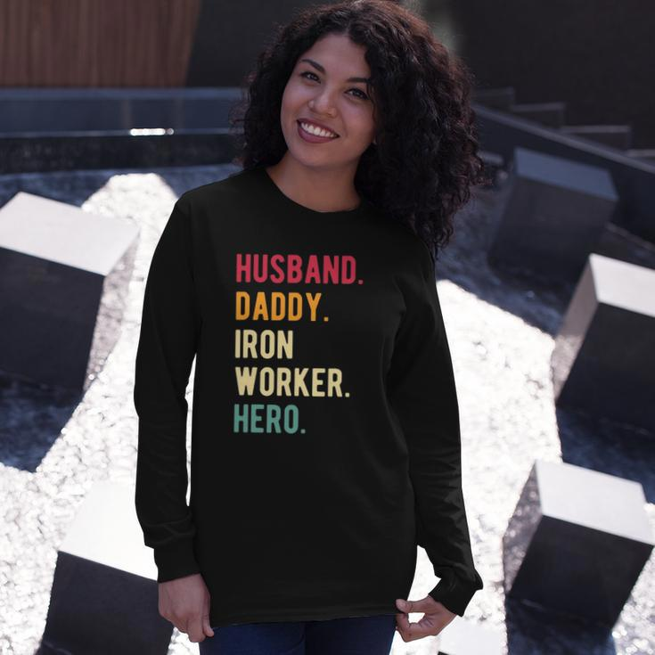 Vintage Husband Daddy Iron Worker Hero Fathers Day Long Sleeve T-Shirt T-Shirt Gifts for Her