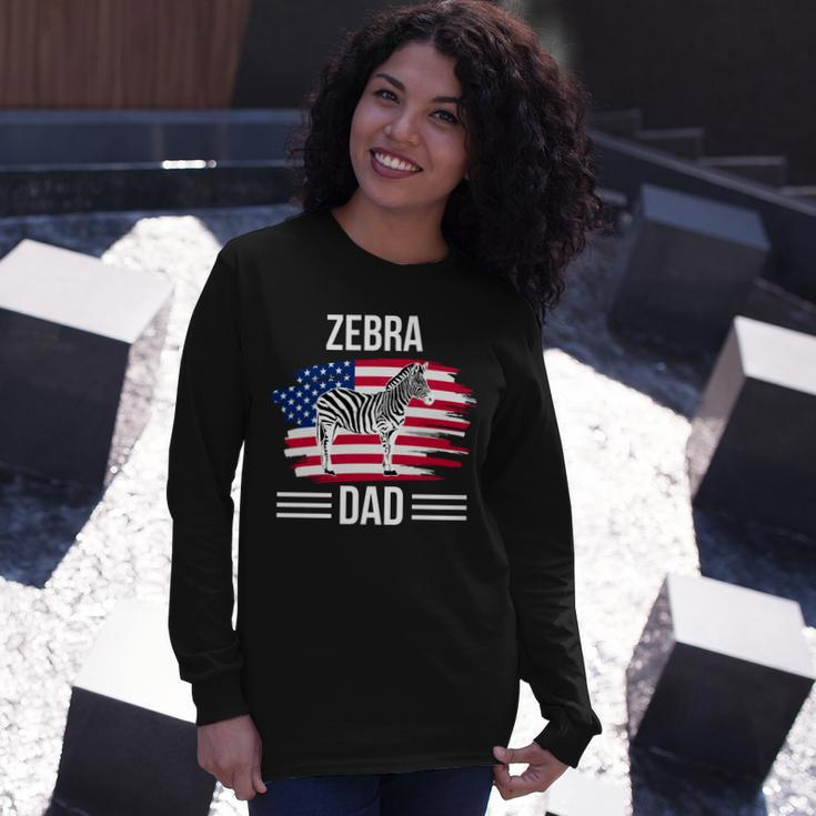 Zebra Us Flag 4Th Of July Fathers Day Zebra Dad Long Sleeve T-Shirt Gifts for Her