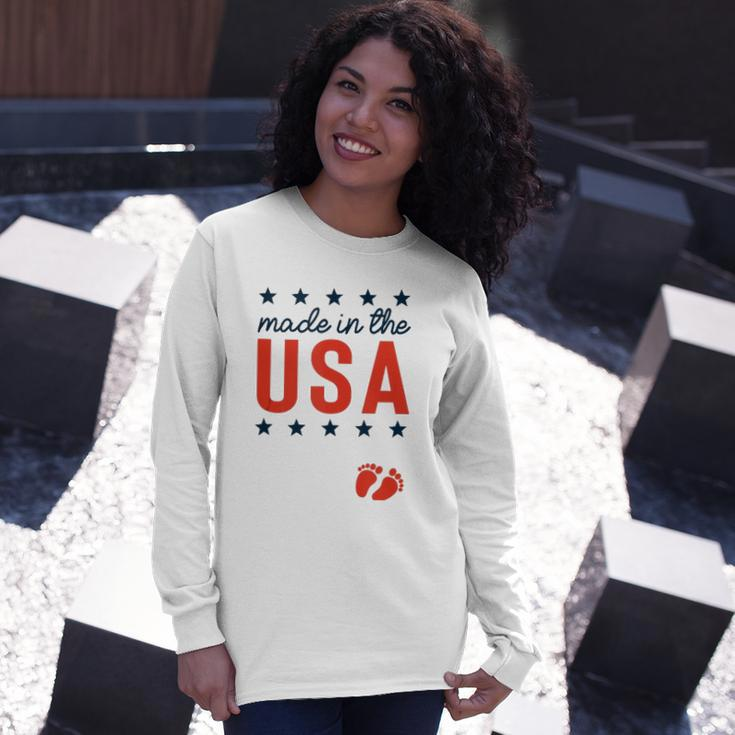 4Th Of July Baby Pregnancy Announcement Made In The Usa Long Sleeve T-Shirt T-Shirt Gifts for Her