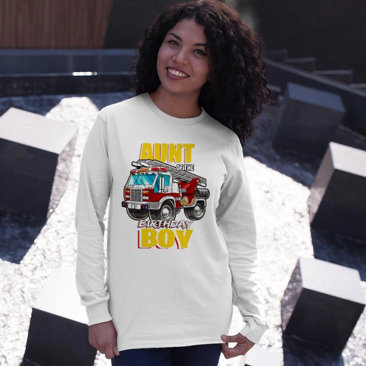 Aunt Of The Birthday Boy Matching Fireman Firetruck Long Sleeve T-Shirt T-Shirt Gifts for Her