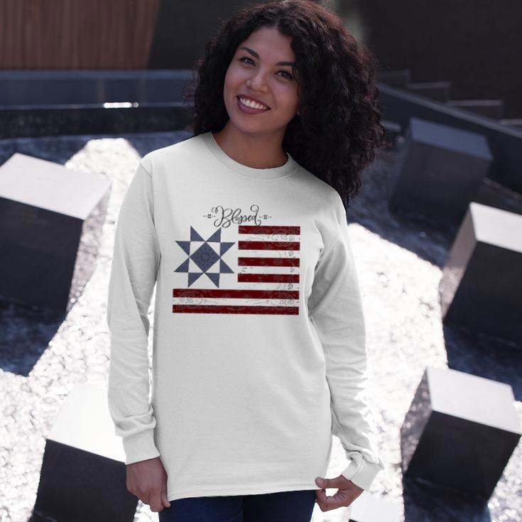 Barn Quilt July 4Th Vintage Usa Flag S Long Sleeve T-Shirt T-Shirt Gifts for Her