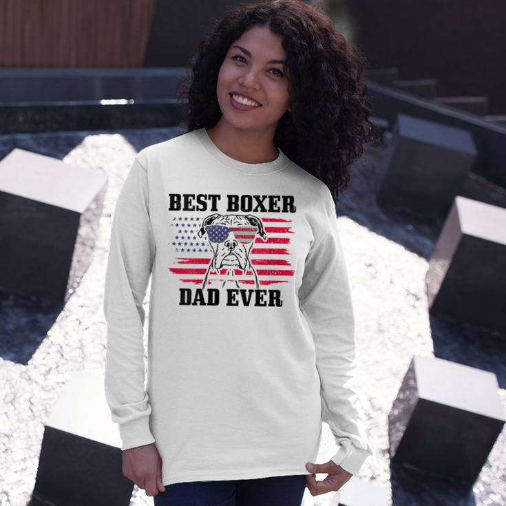 Best Boxer Dad Ever Dog Patriotic 4Th Of July American Flag Long Sleeve T-Shirt Gifts for Her