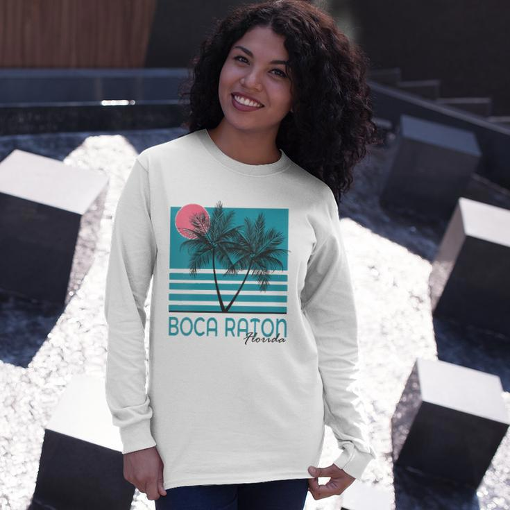 Boca Raton Florida Souvenirs Fl Palm Tree Vintage Long Sleeve T-Shirt T-Shirt Gifts for Her