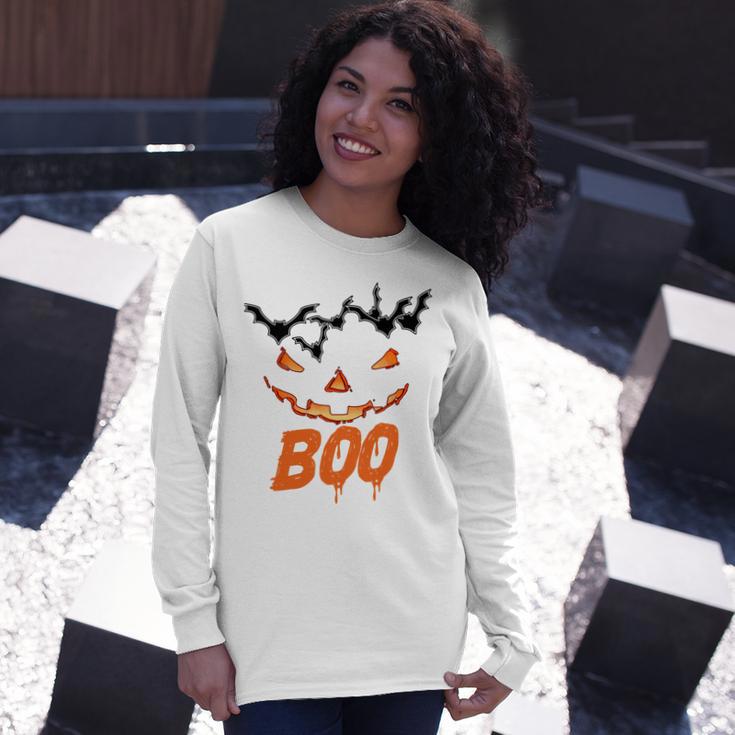 Boo Scary Pumpkin Face Unisex Long Sleeve Gifts for Her