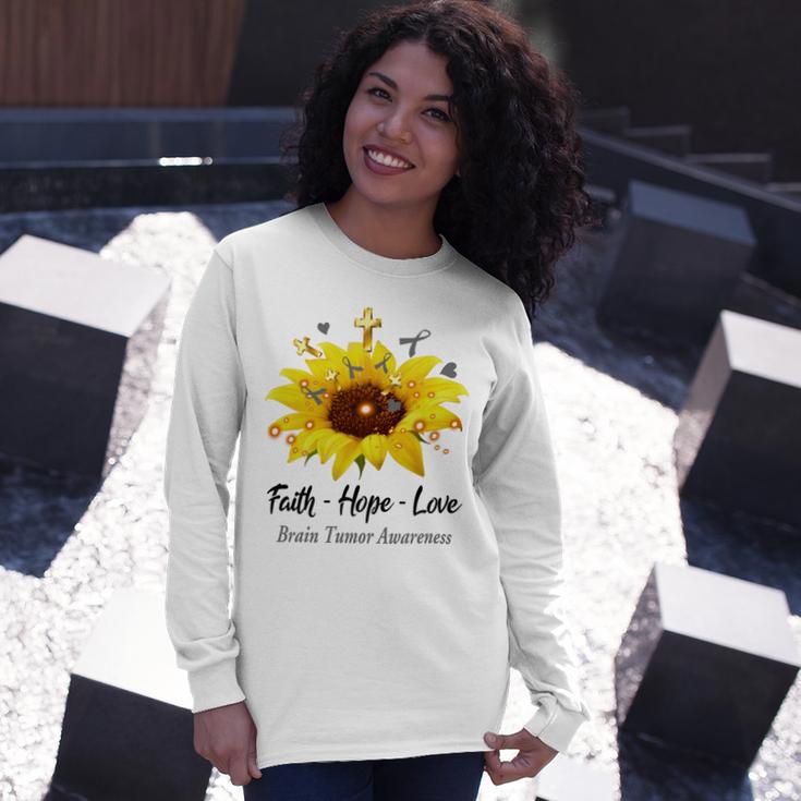 Brain Tumor Awareness Faith Hope Love Unisex Long Sleeve Gifts for Her