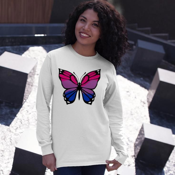 Butterfly With Colors Of The Bisexual Pride Flag Long Sleeve T-Shirt T-Shirt Gifts for Her