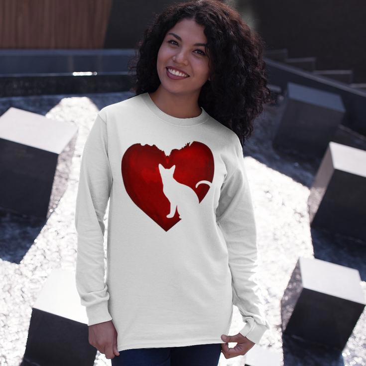 Cat Heart Shirt Cat Lovers Valentine Day Gifts For Couple Unisex Long Sleeve Gifts for Her