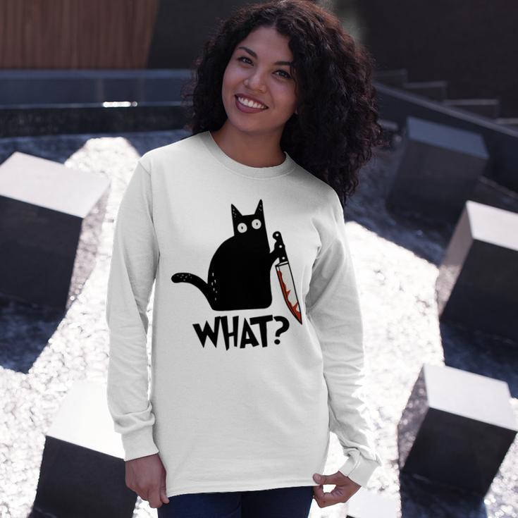 Cat What Murderous Black Cat With Knife Unisex Long Sleeve Gifts for Her