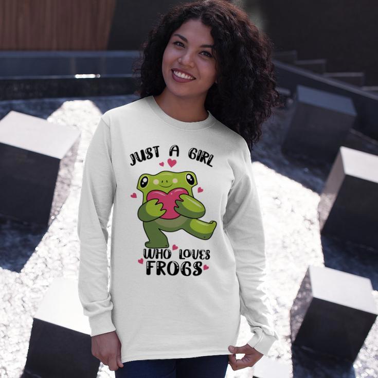 Cute Frog Just A Girl Who Loves Frogs Funny Frog Lover Gift For Girl Frog Lover Unisex Long Sleeve Gifts for Her