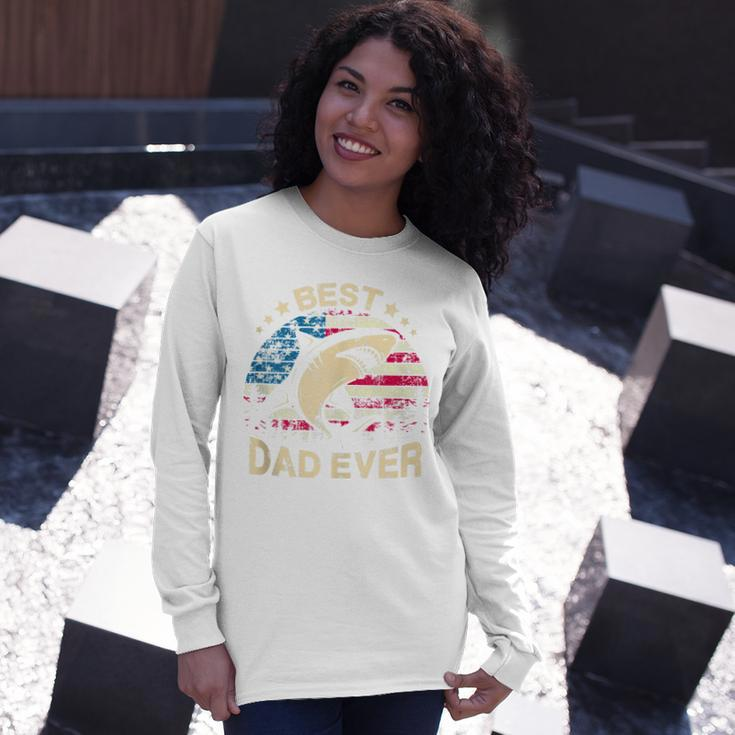 Daddy Shark Best Dad Papa Ever 4Th Of July Father Long Sleeve T-Shirt Gifts for Her