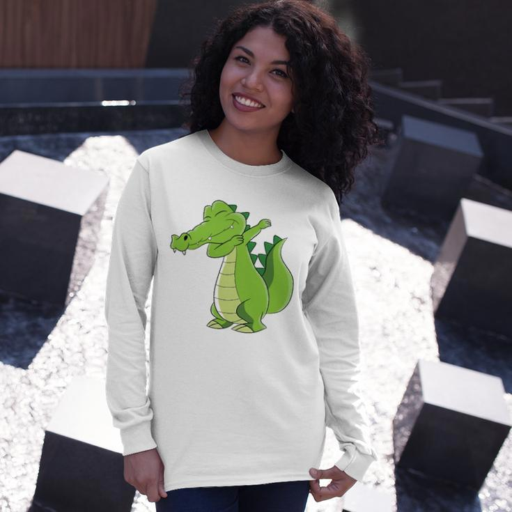 Dancing Alligator Dabbing Alligator Long Sleeve T-Shirt Gifts for Her