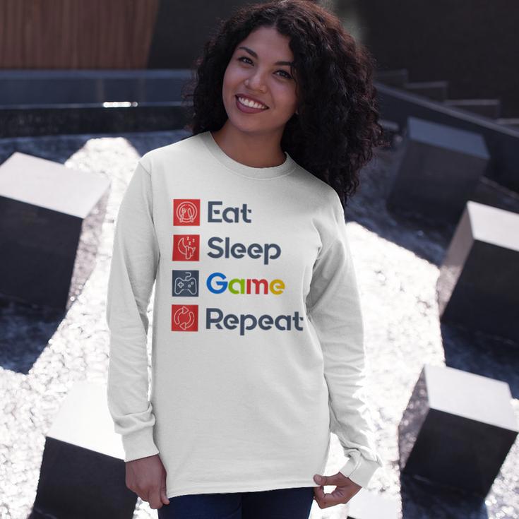 Eat Sleep Game Repeat Unisex Long Sleeve Gifts for Her