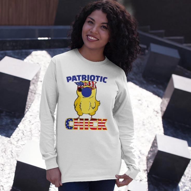 Fourth Of July 4Th Cute Patriotic Chick American Flag Long Sleeve T-Shirt T-Shirt Gifts for Her