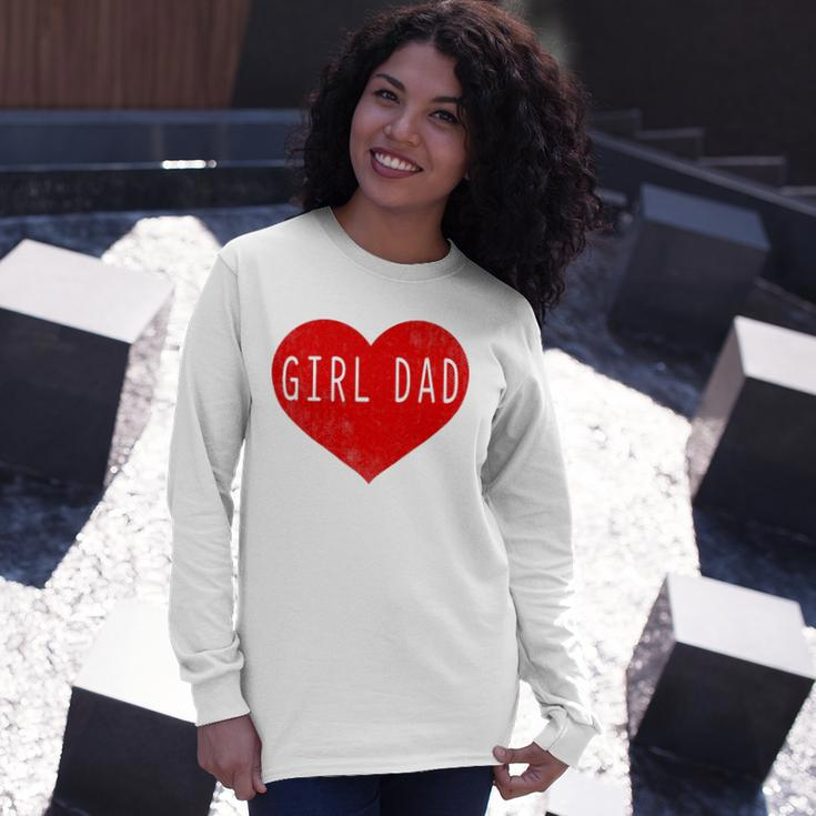 Girl Dad Heart Fathers Day Vintage Retro Long Sleeve T-Shirt T-Shirt Gifts for Her