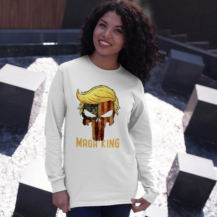 The Great Maga King Donald Trump Skull Maga King Long Sleeve T-Shirt T-Shirt Gifts for Her