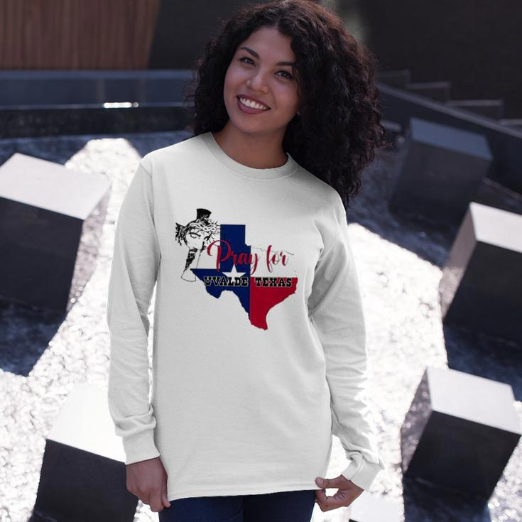 Jesus Pray For Uvalde Texas Protect Texas Not Gun Christian Cross Long Sleeve T-Shirt T-Shirt Gifts for Her