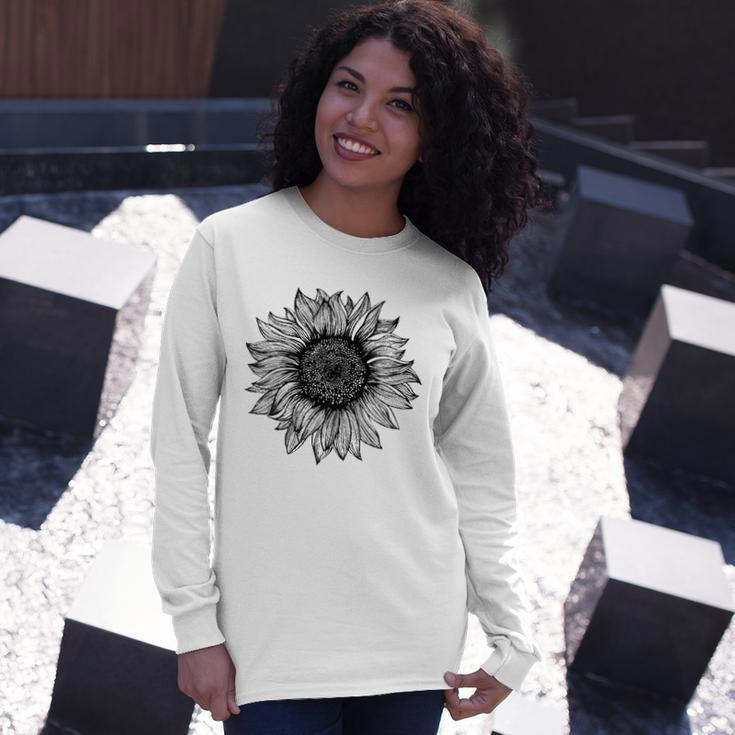 Be Kind Sunflower Minimalistic Flower Plant Artwork Long Sleeve T-Shirt T-Shirt Gifts for Her