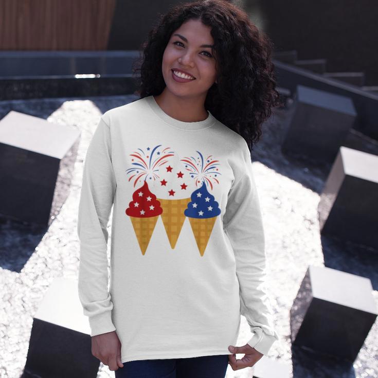 Memorial Day 4Th Of July Holiday Patriotic Ice Cream Unisex Long Sleeve Gifts for Her