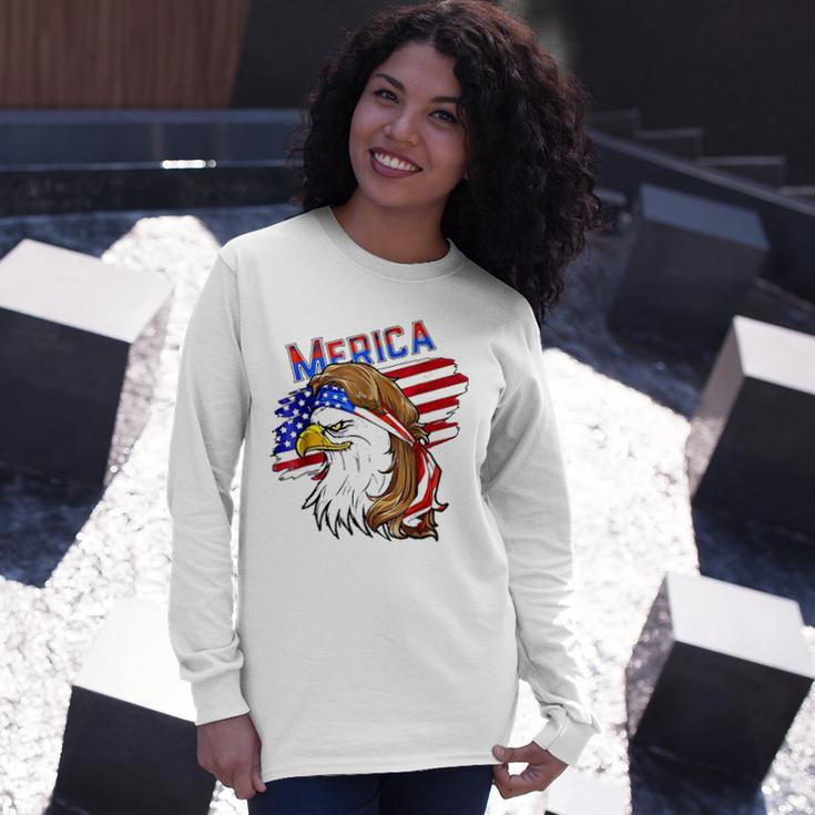 Merica Eagle American Flag Mullet Hair Redneck Hillbilly Long Sleeve T-Shirt T-Shirt Gifts for Her