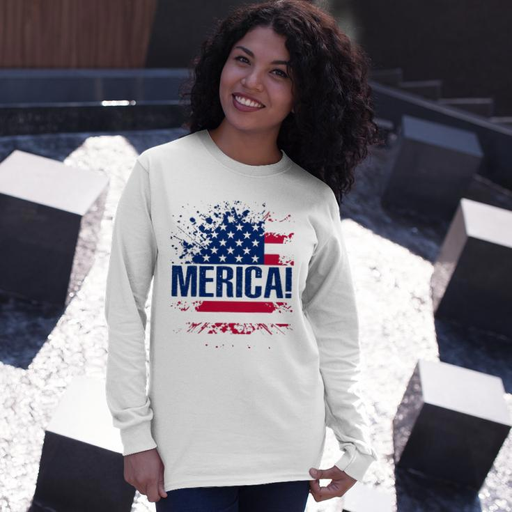 Merica S Vintage Usa Flag Merica Tee Long Sleeve T-Shirt T-Shirt Gifts for Her
