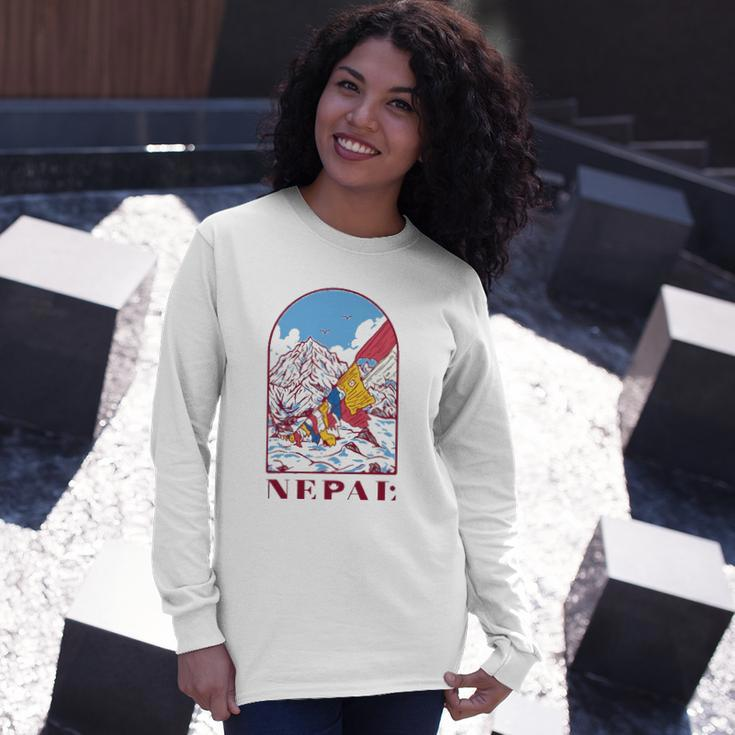 Nepal Himalayan Mountain Prayer Flags Long Sleeve T-Shirt T-Shirt Gifts for Her