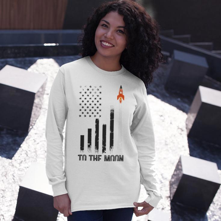 Official To The Moon Distressed Us Flag Stock Market Amc Gme Investor Cryptocurrency Investor Funny Unisex Long Sleeve Gifts for Her