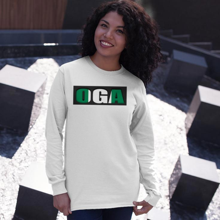 Oga Nigeria Slogan Nigerian Naija Nigeria Flag Long Sleeve T-Shirt Gifts for Her