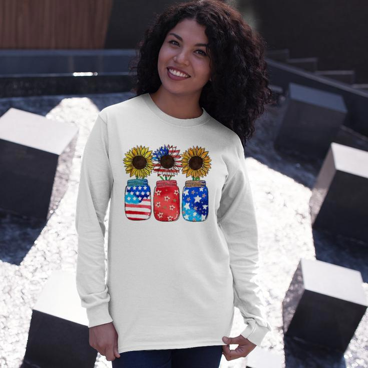Patriotic Jar Sunflower American Flag 4Th Of July Long Sleeve T-Shirt T-Shirt Gifts for Her