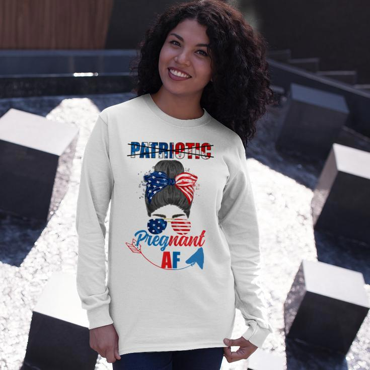 Patriotic Pregnant Af Baby Reveal 4Th Of July Pregnancy V2 Long Sleeve T-Shirt Gifts for Her