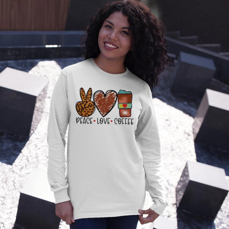 Peace Love Coffee Unisex Long Sleeve Gifts for Her