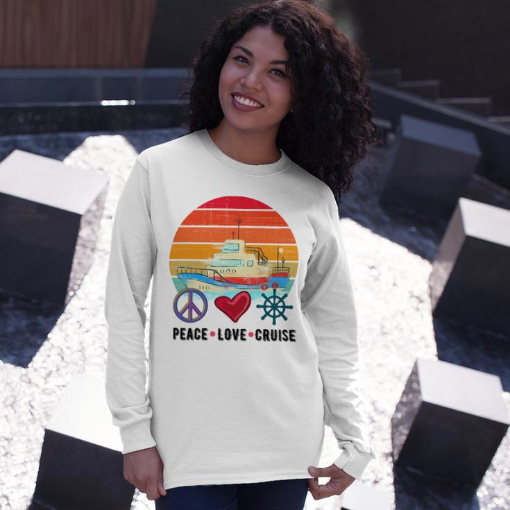 Peace Love Cruising Family Cruise Vacation Matching Gift Unisex Long Sleeve Gifts for Her