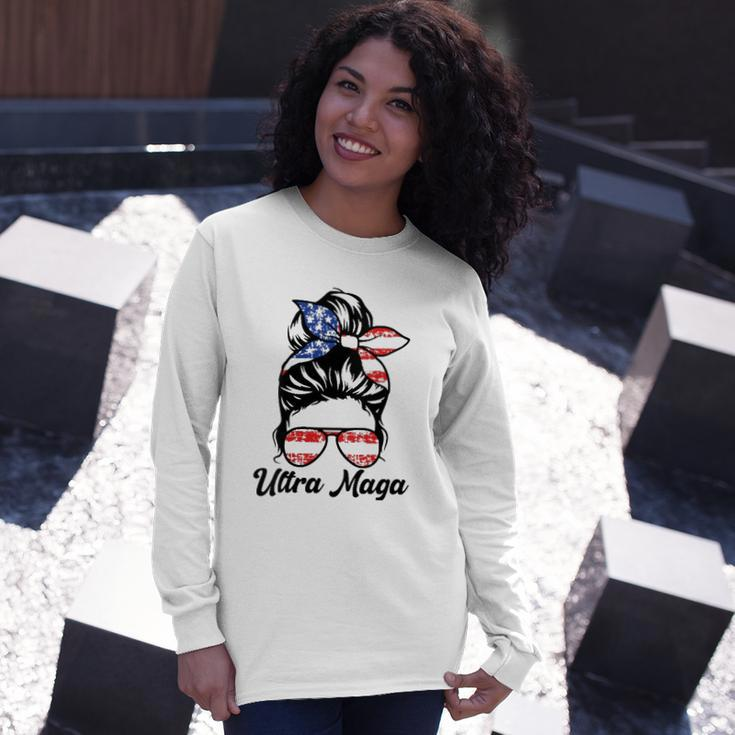 Pro Trump Ultra Mega Messy Bun Long Sleeve T-Shirt T-Shirt Gifts for Her