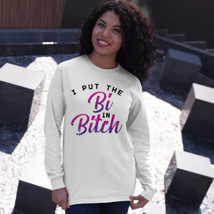 I Put The Bi In Bitch Bisexual Pride Flag Lgbt Long Sleeve T-Shirt T-Shirt Gifts for Her
