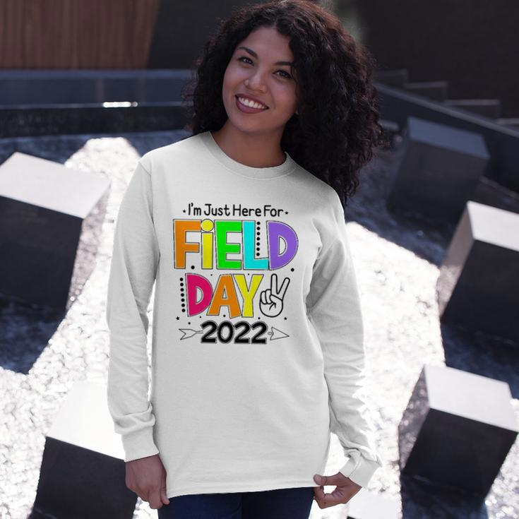 School Field Day Teacher Im Just Here For Field Day 2022 Peace Sign Long Sleeve T-Shirt T-Shirt Gifts for Her