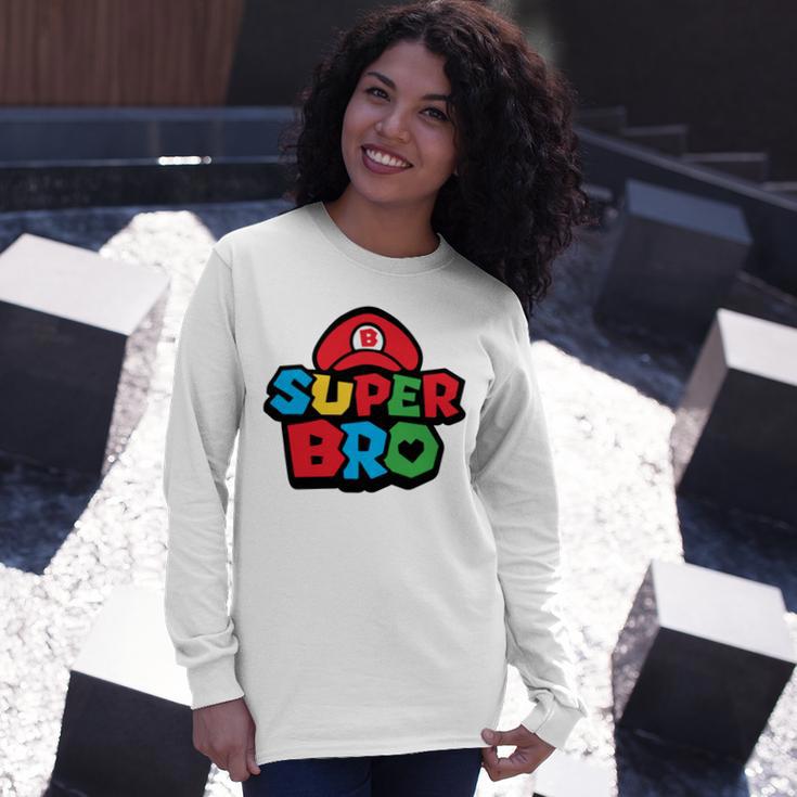 Super Bro Funny Brother Video Gaming Lover Gift Birthday Holiday By Mesa Cute Unisex Long Sleeve Gifts for Her