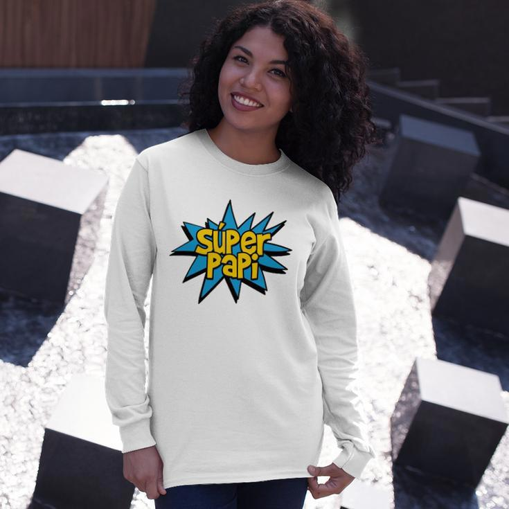 Super Papi Comic Book Superhero Spanish Dad Graphic Long Sleeve T-Shirt T-Shirt Gifts for Her