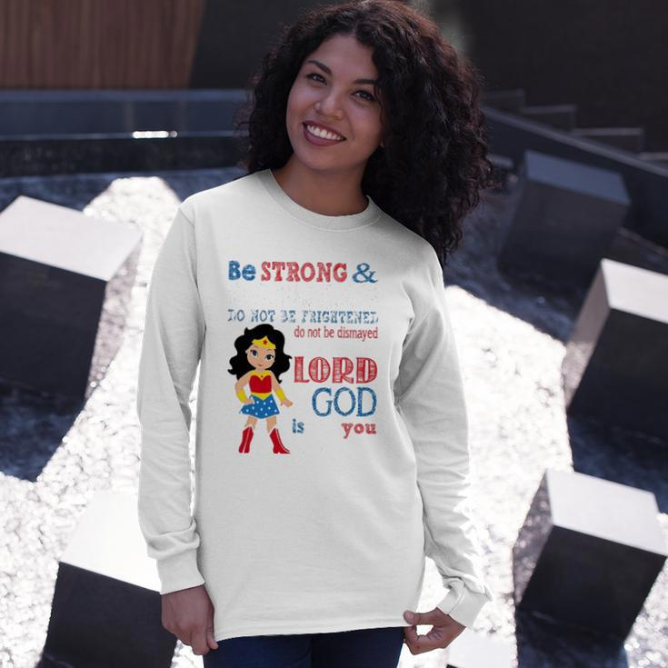 Superhero Christian Be Strong And Courageous Joshua 19 Long Sleeve T-Shirt Gifts for Her