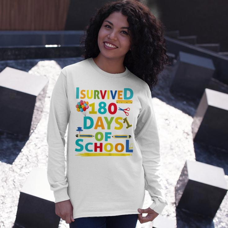 I Survived 180 Days Of School 2022 Class Activity Teacher Long Sleeve T-Shirt Gifts for Her
