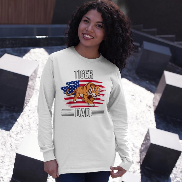 Tiger Us Flag 4Th Of July Fathers Day Tiger Dad Long Sleeve T-Shirt Gifts for Her